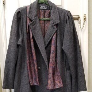 1980s Vintage Long Wool Trench Coat | Double Breasted with Scarf